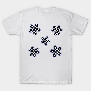 Abstract Checkerboard Flowers - Periwinkle Blue T-Shirt